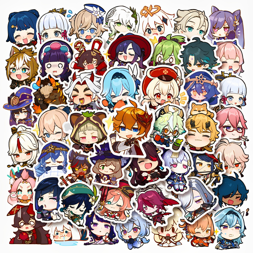 พร้อมส่ง Cute Genshin Impact 50แผ่น sticker กันน้ำ สติ๊กเกอร์ ใช้ซ้ำได้ กระโปรงหลังรถ โทรศัพท์มือถือ เกนชิน