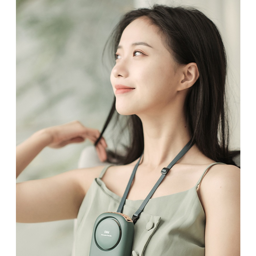 พัดลมห้อยคอ พัดลมมินิ พัดลมแบบพกพา ขนาดเล็ก พร้อมสายคล้องคอ คาดเอวได้ มีหน้าจอดิจิตอลแสดงค่าแบต ชาร์จแบบได้ แบต 1200mAh (DQ203) ราคา ถูกที่สุด ดีลบีเคเค แกลเลอรีภาพที่ 2
