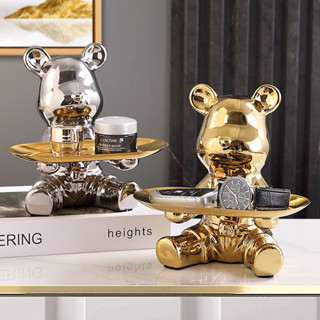 โมเดลหมี มี 3 สี ถาดใส่ของ ตั้งโชว์ bearbrick หมี มีหลายแบบ วางของได้จริงพร้อมแต่งบ้าน