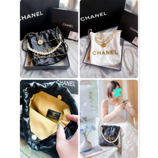 **พร้อมส่ง** กระเป๋า CHANEL 22 mini  (8") สายไข่มุก พร้อมกล่อง