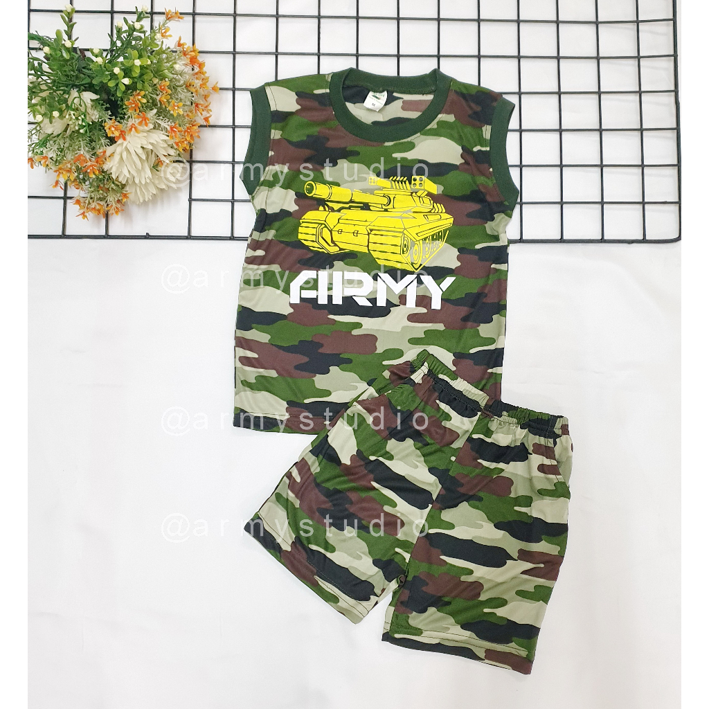 ชุดลายพรางเด็กผ้ายืด มี2ชิ้น เสื้อกับกางเกง มีไซร์