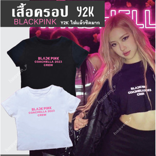 เสื้อครอป  ROSÉ BLACKINK Coachella   Y2K  เสื้อยืด