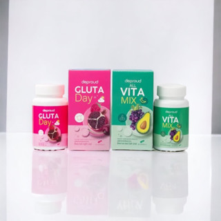 Deproud Gluta Day / All Vita Mix กลูต้า เดย์ ดีพราว ออล วิต้า มิกซ์ 2สี เซ็ตลดสิว ผิวใส ไม่โทรม