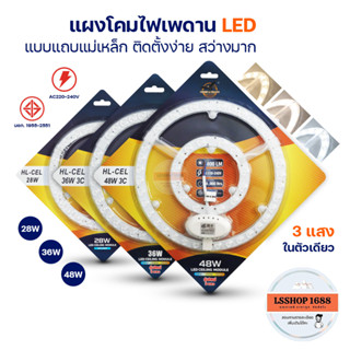 แผงไฟ LED สำหรับโคมเพดาน โคมซาลาเปา แถบแม่เหล็ก แสงไฟสีขาว แสงไฟ 3 สีในตัวเดียว 28W/36W/48W รุ่น HL-CELL มีมอก.