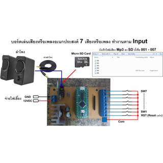 บอร์ดเล่นเสียง 7 เสียงตามอินพุต 7 อินพุต