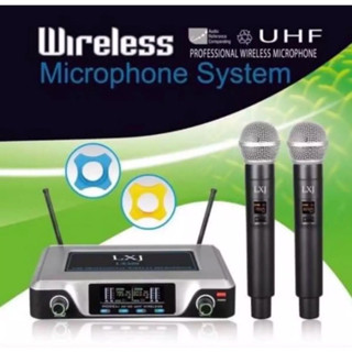 ไมค์โครโฟนไร้สาย ไมค์ลอยคู่ UHF มีกระเป๋าหิ้ว ยางกันกระแทกไมโครโฟน LX-200