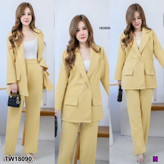 TW18090 Set 2 ชิ้น #สาวอวบ Blazer แขนยาว