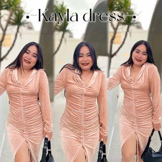 เดรสสาวอวบ เดรสรูดหน้า💗Kayla dress💗