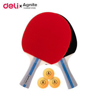 Deli ไม้ปิงปอง ไม้ปิงปองพร้อมใช้งาน แพ็คคู่ แถมฟรีลูกปิงปอง 3 ลูก table tennis racket