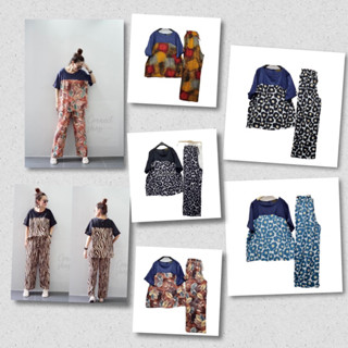 ชุดเซ็ต เสื้อคอกลมแขนสั้น  งานมีผ้าฝ้ายญี่ปุ่น Mix Linin, ผ้ายีนส์นิ่ม, ผ้าไหมอิตาลี กางเกงมีกระเป๋า2ข้าง