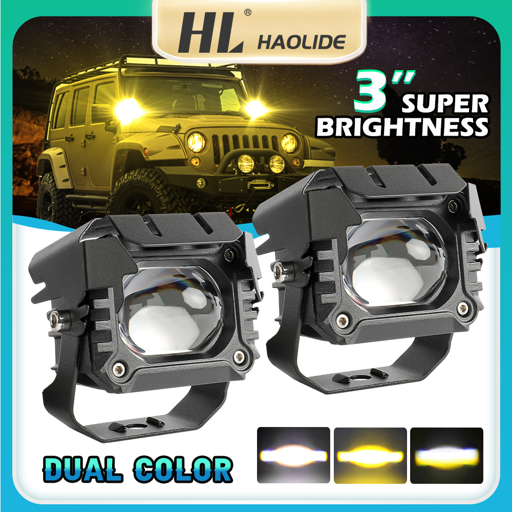 HL Car Motorcycle Spotlight Mini Driving LED Light High & Low White+Yellow Universal High quality