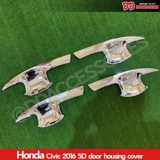 เบ้ามือเปิดประตู Honda civic 2016 5 ประตู สีโครเมียม กันรอยประตู เบ้ามือเปิด เบ้ามือจับ LK