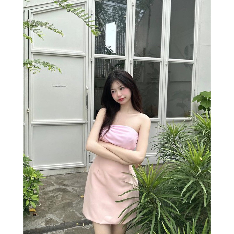 ✨🫶🏻 La Demoiselle - Peach 🌷✨(ชุดเดรสมีฟองน้ำเสริมหน้าอกนะคะ ) LDM-PEACH