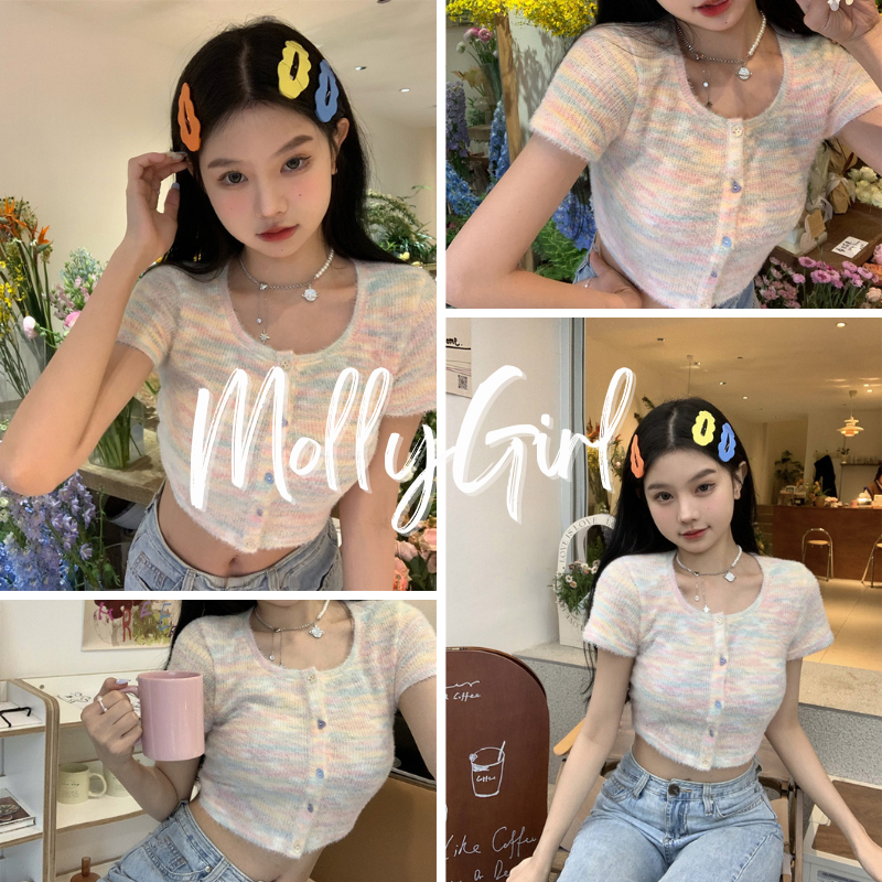 mollygirl เสื้อครอปสายไหม สุดคิ้ว