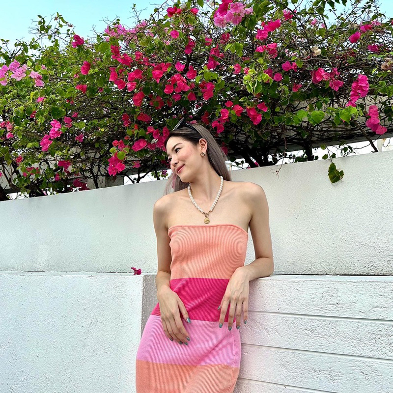Stafany Dress เดรสเกาะอกผ้าknitting ราคา ถูกที่สุด ดีลบีเคเค แกลเลอรีภาพที่ 8