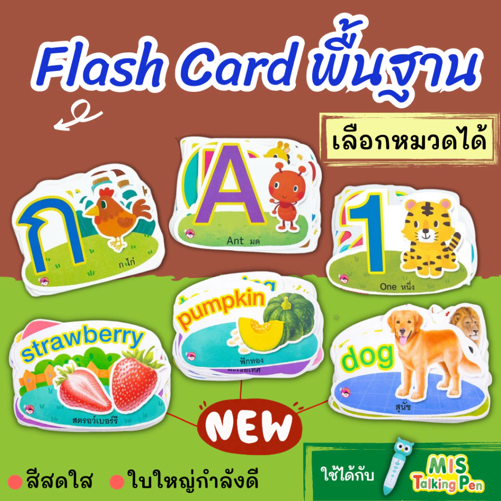 #แฟลชการ์ดมาใหม่สดใสกว่าเดิม ✔️Flash Card สนุก กระตุ้นสมอง ใช้กับ Talking Pen ได้ ก-ฮ A-Z กไก่ abc
