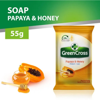 Green Cross Papaya &amp; Honey Moist Protection Bar Soap 55g สบู่มะละกอฟิลิปปินส์ผสมน้ำผึ้ง กรีนครอส ผิวนุ่มชุ่มชื่น