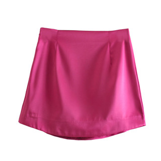 Flamingo satin mini skirt