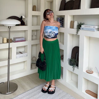 upeachme(A5678) Super Pleated Skirt [เอว24-40"] กระโปรงพลีทยาว กระโปรงอัดพลีทจีบแน่น กระโปรงพลีทผ้าหนาไม่โปร่งแสง