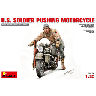 1/35 U.S.Soldier Pushing Motorcycle [MI 35182]