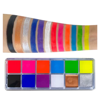 สีเรืองแสง บอดี้เพ้นท์ สีน้ํามันสําหรับเพ้นท์ร่างกาย สีเพ้นท์หน้าอัลตร้าไวโอเล็ต สีสะท้อนแสง12 สี