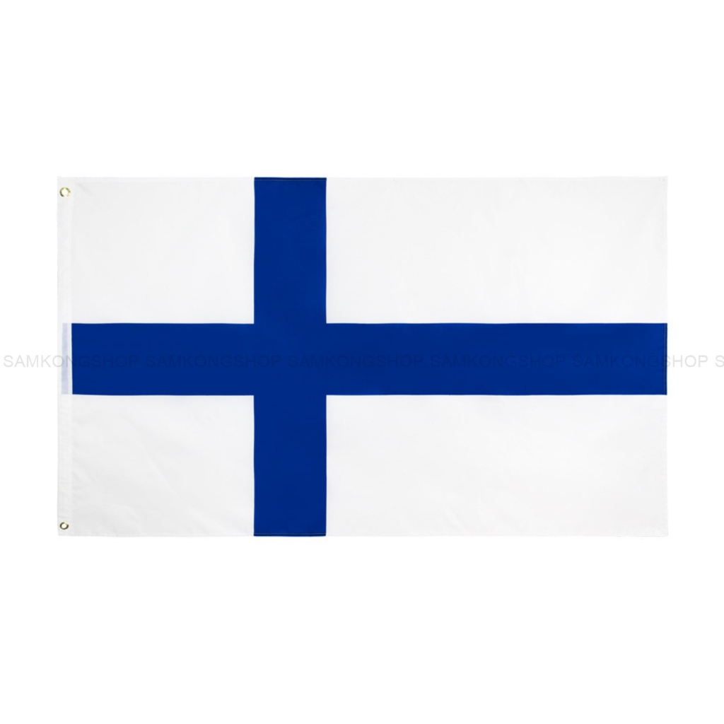 ธงชาติฟินแลนด์ Finland ธงผ้า ทนแดด ทนฝน มองเห็นสองด้าน ขนาด 150x90cm Flag of Finland ธงฟินแลนด์ สาธารณรัฐฟินแลนด์