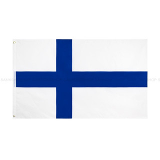 ธงชาติฟินแลนด์ Finland ธงผ้า ทนแดด ทนฝน มองเห็นสองด้าน ขนาด 150x90cm Flag of Finland ธงฟินแลนด์ สาธารณรัฐฟินแลนด์