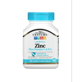 Zinc Plus Vitamin C&amp;B-6 Chewable Cherry Flavor 90 Tables แบบเคี้ยว รสเชอรี่