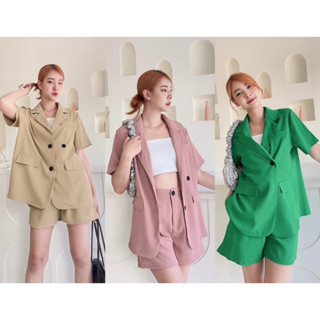 Blazer set💚ชุดเซ็ตสูทแขนสั้น+กางเกงขาสั้น