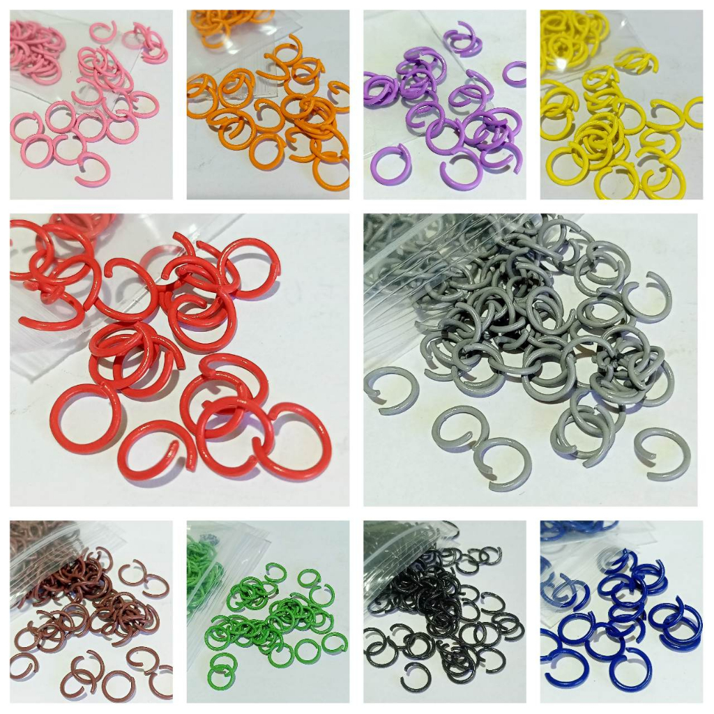 ห่วงกลม 8 มิล แบบสี แพค 20 ชิ้น ห่วงกลมวงแบบสี อุปกรณ์ร้อยสร้อย