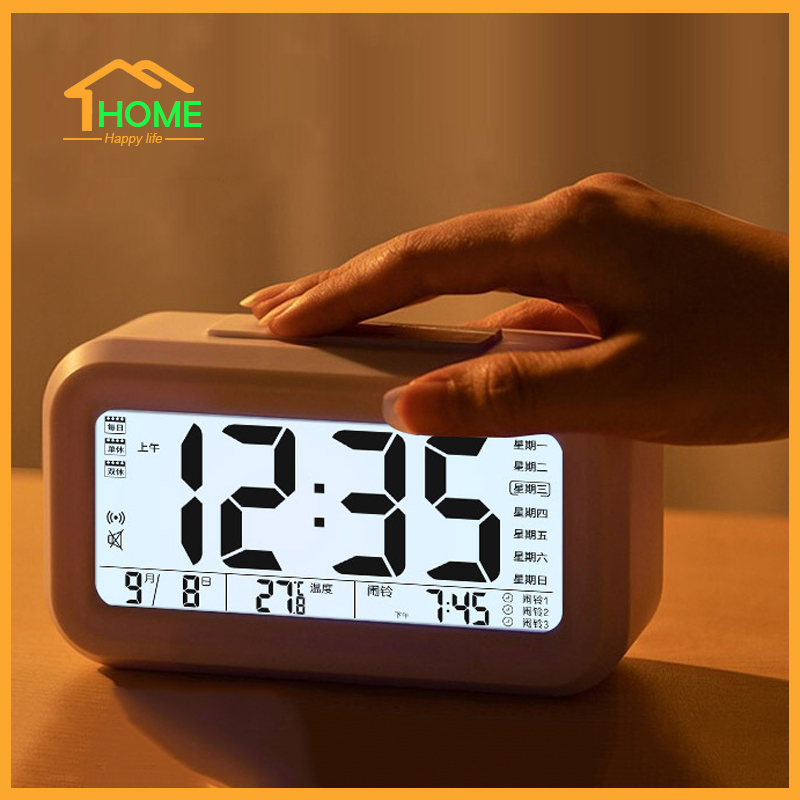 Happylife นาฬิกาปลุก นาฬิกาตั้งโต๊ะ กลางคืนเรืองแสงได้เองดิจิตอล หน้าจอLCD Clock