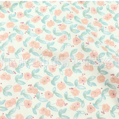 ผ้าคอตตอน 100% ทอทวิล หน้ากว้าง 2.35 เมตร ตัดขายเป็นเมตร พิมพ์ลายดอกไม้