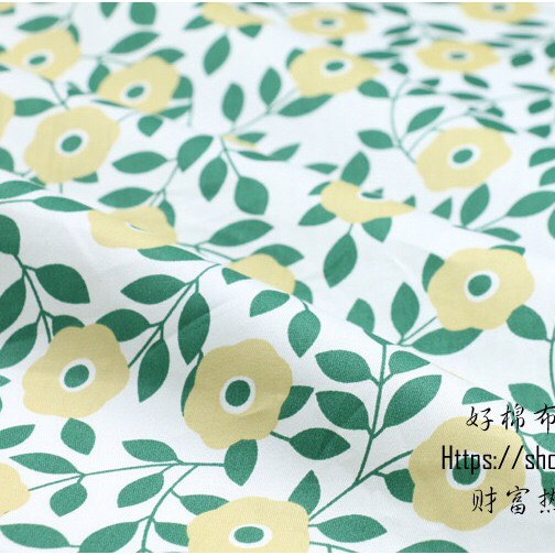 ผ้าคอตตอน 100% ทอทวิล ผ้าเมตร  ลายดอก ลายดอกวินเทจ หน้ากว้าง 1.60 เมตร