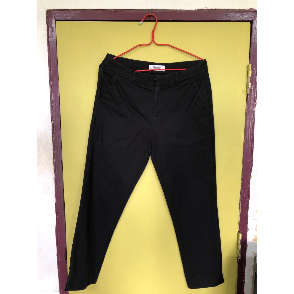 กางเกงขา 9 ส่วน กางเกงทำงาน สีดำ ผ้า Spandex Brand Maristar size M