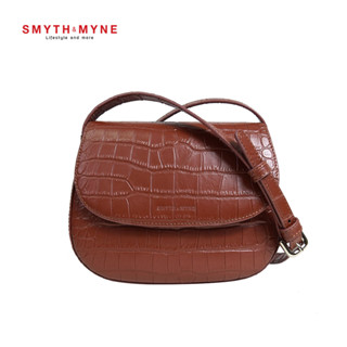 SMYTH&amp;MYNE LISA BAG กระเป๋าสะพายข้างหนังวัวแท้ อัดลายจระเข้ สีน้ำตาลแดง