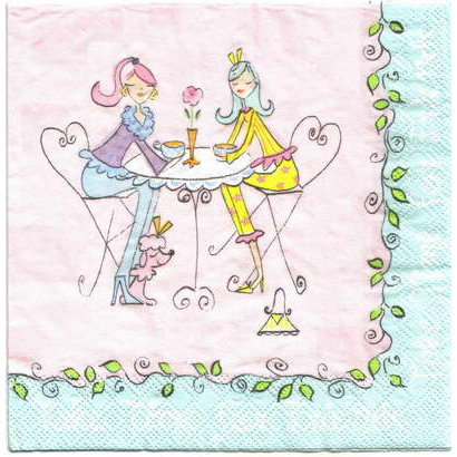 Pladao Napkin 744 ภาพการ์ตูน Girl Friends CoffeeTime เพื่อน กระดาษ แนพกิ้น สำหรับงานศิลปะ เดคูพาจ decoupage ขนาด L 33x33