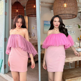 TW18643 Dress เดรสสั้น เกาะอก