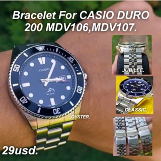 สายนาฬิกา หัวโค้ง สำหรับ CASIO DURO 200 MDV-106 ,MDV-107 ขนาด22มิล มีLOGO  ฟรีSpring Bar และปากกาถอดสาย