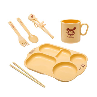 Amos CORN SET PROMOTION ถาด HAPPY FOOD TRAY แถมฟรี ชุดช้อนส้อม ตะเกียบ แก้วน้ำเด็ก ผลิตจากข้าวโพด Amos Corn Set For12M