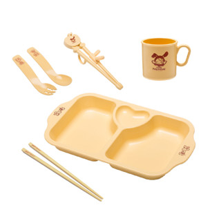 Amos CORN SET PROMOTION ถาด HEART SNACK TRAY แถมฟรี ชุดช้อนส้อม ตะเกียบ แก้วน้ำเด็ก ผลิตจากข้าวโพด Amos Corn Set For12