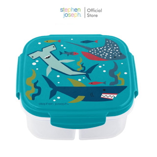 Stephen joseph กล่องข้าวเด็กพร้อมแผ่นเก็บความเย็น  ยอดนิยมจากอเมริกา กล่องข้าว3ช่อง SNACK BOX WITH ICE PACK SHARK