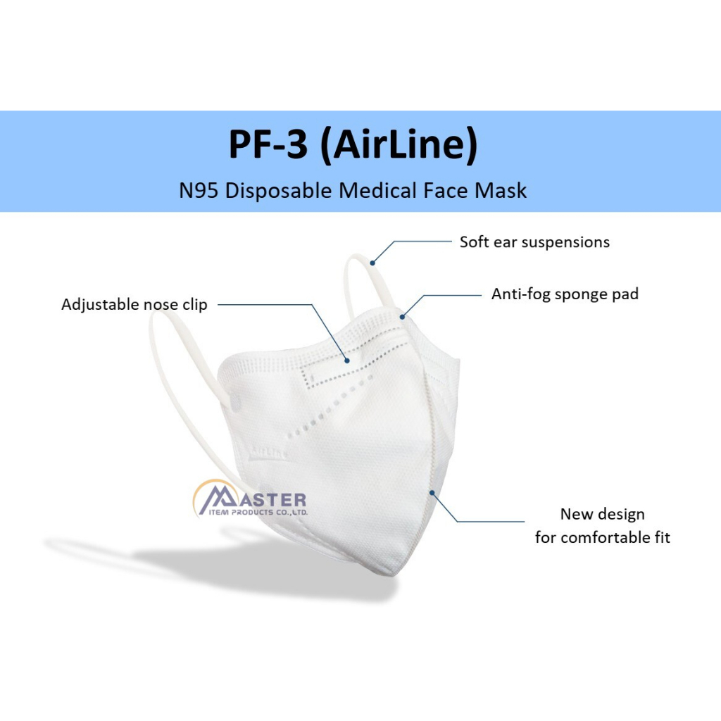 หน้ากากอนามัยทางการแพทย์ใช้ครั้งเดียวชนิด N95 PF-3 (AirLine) (1กล่อง/50ชิ้น)