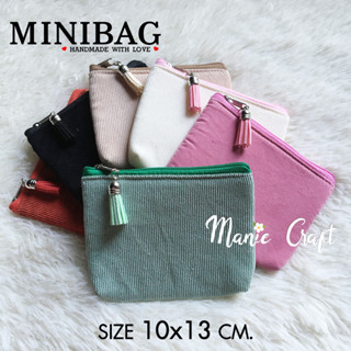 กระเป๋าผ้าลูกฟูก  ขนาด 10x13 cm. บุฟองน้ำ มีซิป ใส่เงิน เหรียญ  ใส่บัตร สายชาร์จมือถือ