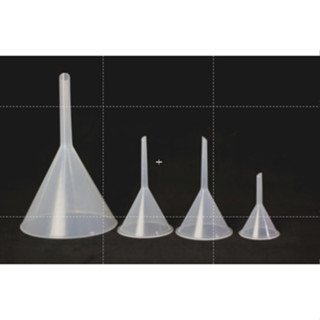 แบบ 10 ชิ้น Plastic PP Funnel กรวยกรองพลาสติก Lab Grade ทนสารเคมี/ร้อน/เย็น ยี่ห้อ Glassco อังกฤษ