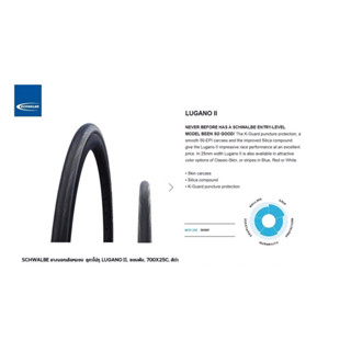 Schwalbe Lugano ll - ยางเสือหมอบ ลูกาโน่ทู ยางงัดขอบลวด ขนาด 700X25