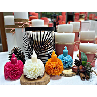 LUNARE เทียนดอกไม้ ไม่มีกลิ่น.Handmade Flower Taper Candle.