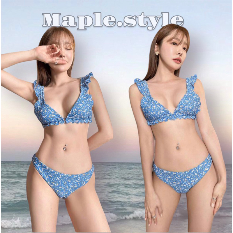 Sizeพร้อมส่งแจ้งไว้ในตัวเลือก ส่งจาก 𝐌𝐚𝐩𝐥𝐞.𝐬𝐭𝐲𝐥𝐞 Bikini summer blue ถูกที่สุด/ตรงปก