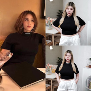 เสื้อครอปสเปนเดกซ์ ปักBALENCIAGA 🖤✨