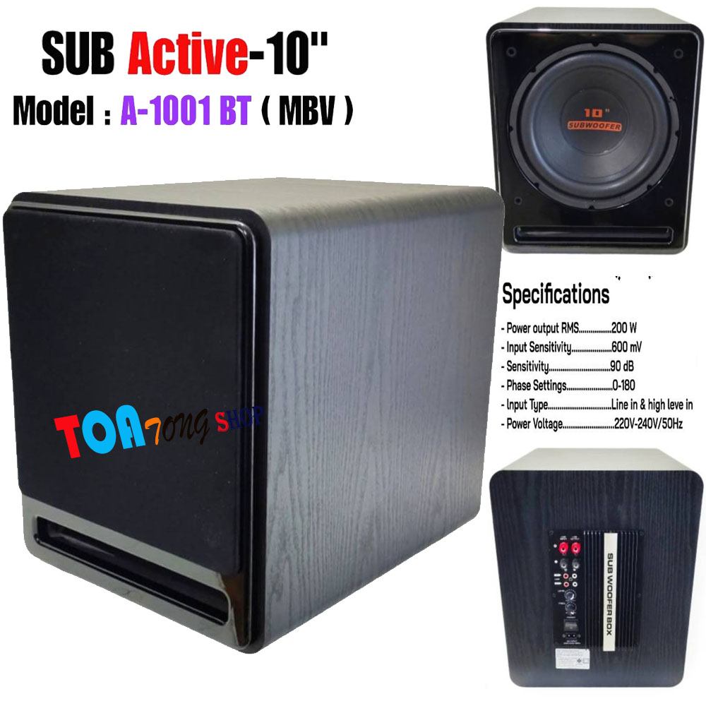 SUB Active-10" ตู้ลำโพงซับ10" ตู้ซับเบสมีแอมป์ในตัว ขนาด 10 นิ้ว Active Sub Woofer Speake A-1001 BT