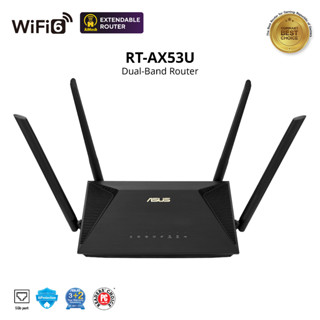 ASUS RT-AX53U AX1800 Dual Band WiFi 6 (802.11ax) Extendable Router supporting MU-MIMO and OFDMA technology, with AiProte